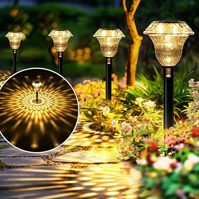 SOLPEX Solar Lights Outdoor, 8 Pack Pathway Garden Decor Lights, Solar Powered Waterproof Decoration for Patio Front Porch Yard Outside Landscape Lighting(Warm White)