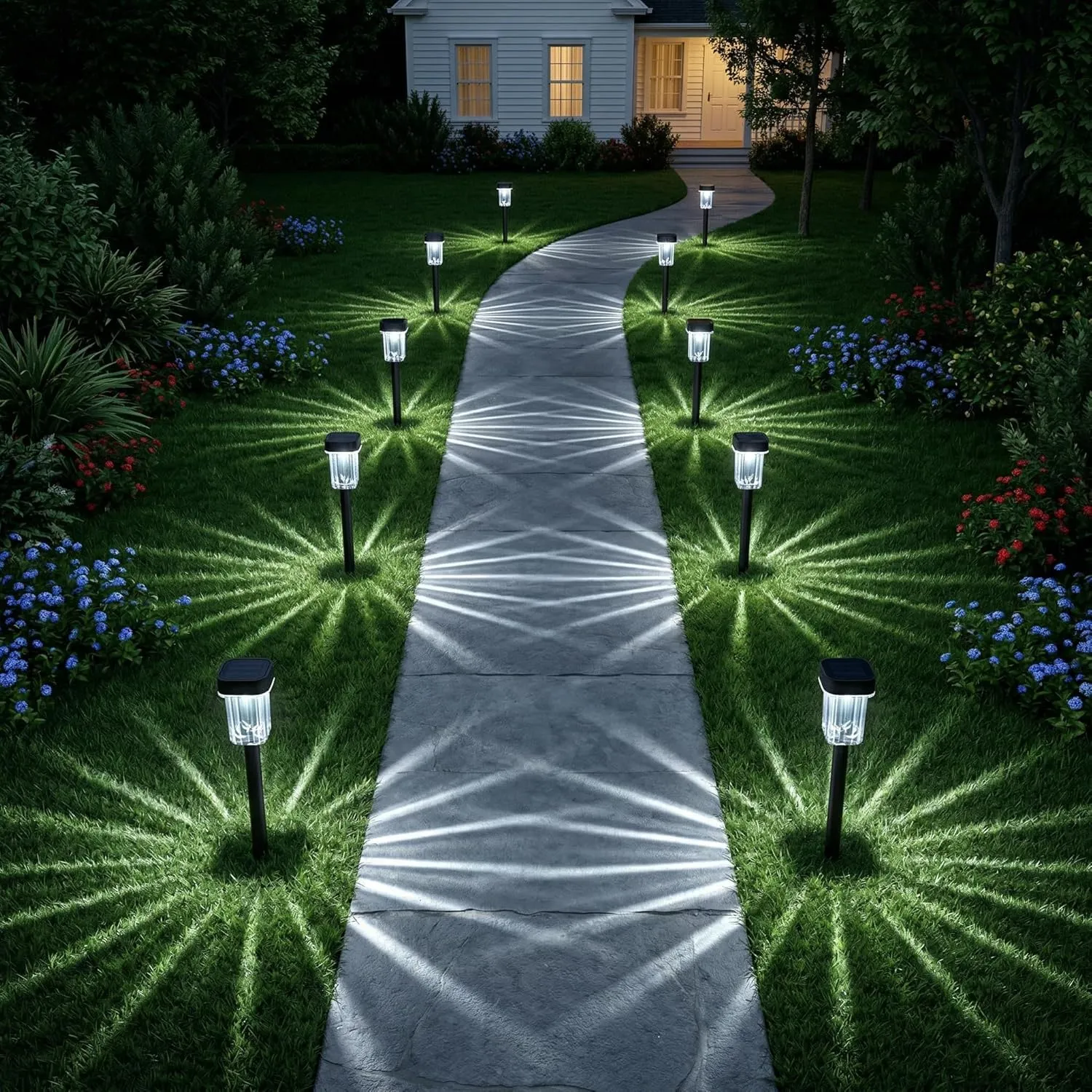 Solar Pathway Lights Outdoor Waterproof Bright Garden Lights Solar